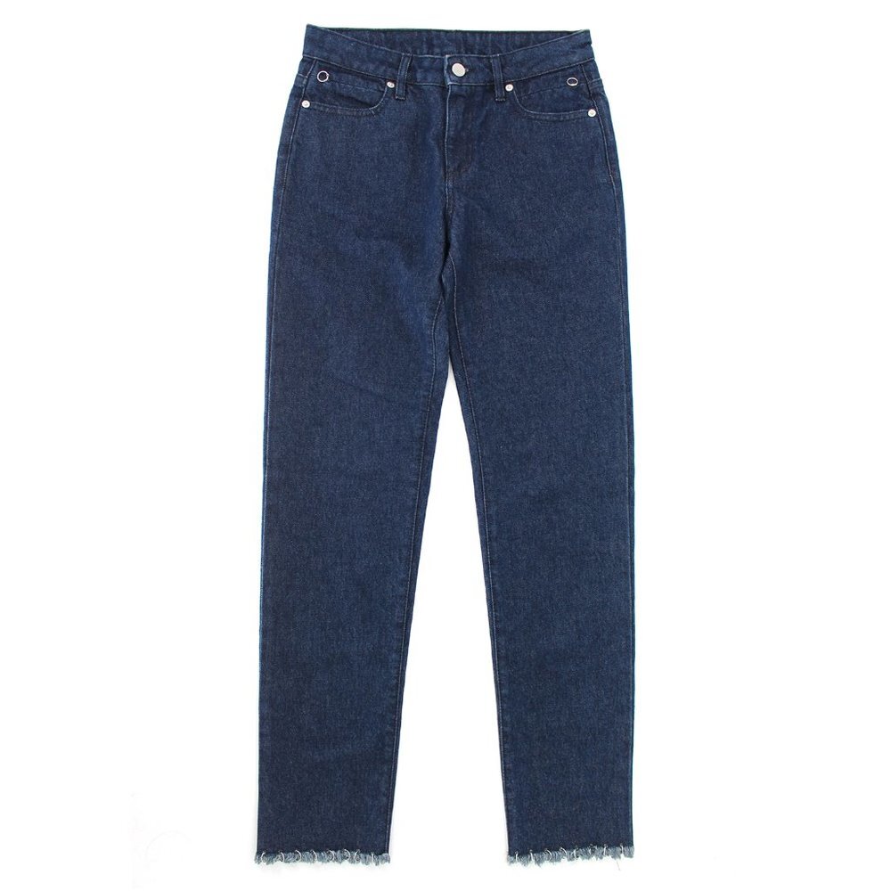 ALYX Pierced Hoop Embellished Dark Wash Denim Jeans Straight Fray Hem 26 NEW